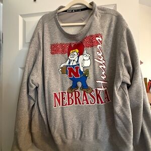 adidas Gray Nebraska Crewneck Sweatshirt
